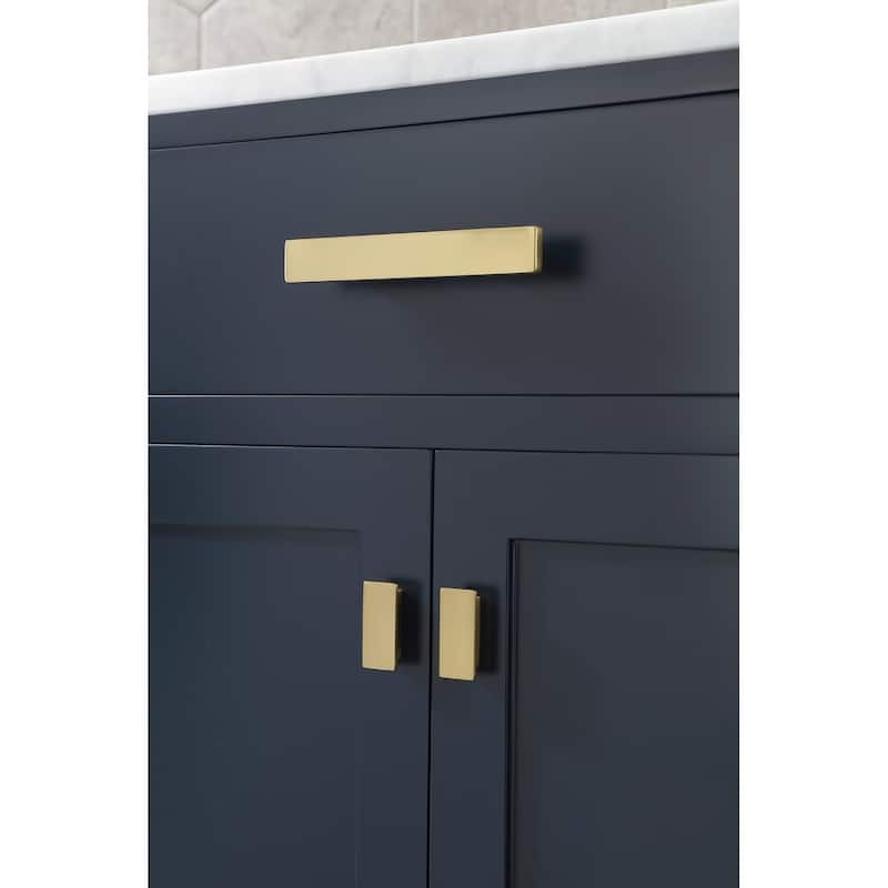 Madison 30 in Single Sink Carrara White Marble Vanity in Monarch Blue