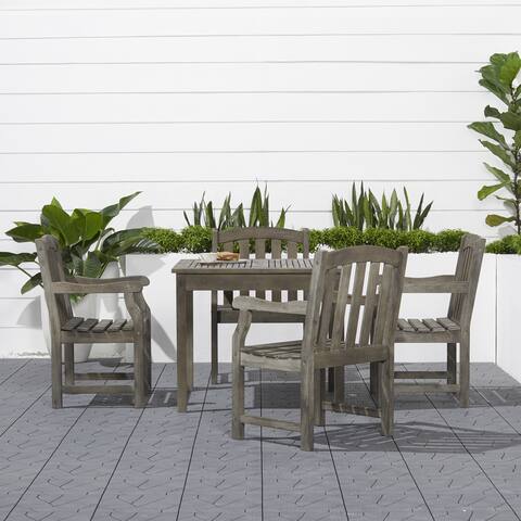 Renaissance Outdoor 5-piece Wood Patio Stacking Table Dining Set