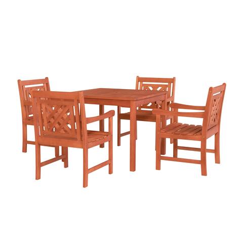 Monarda Outdoor 5-piece Wood Patio Stacking Table Dining Set