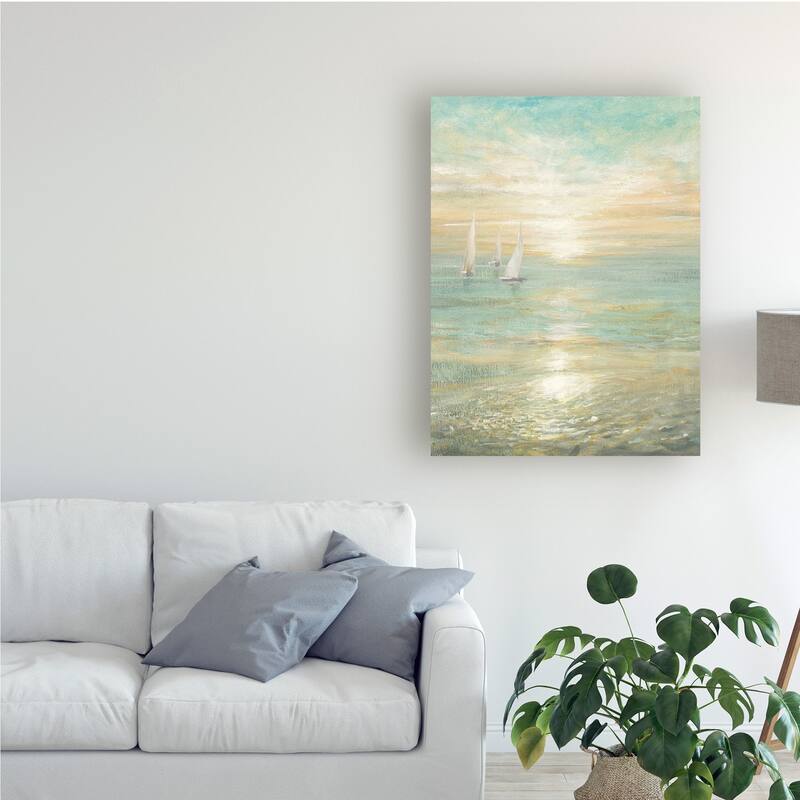 Danhui Nai 'Sunrise Sailboats I' Canvas Art
