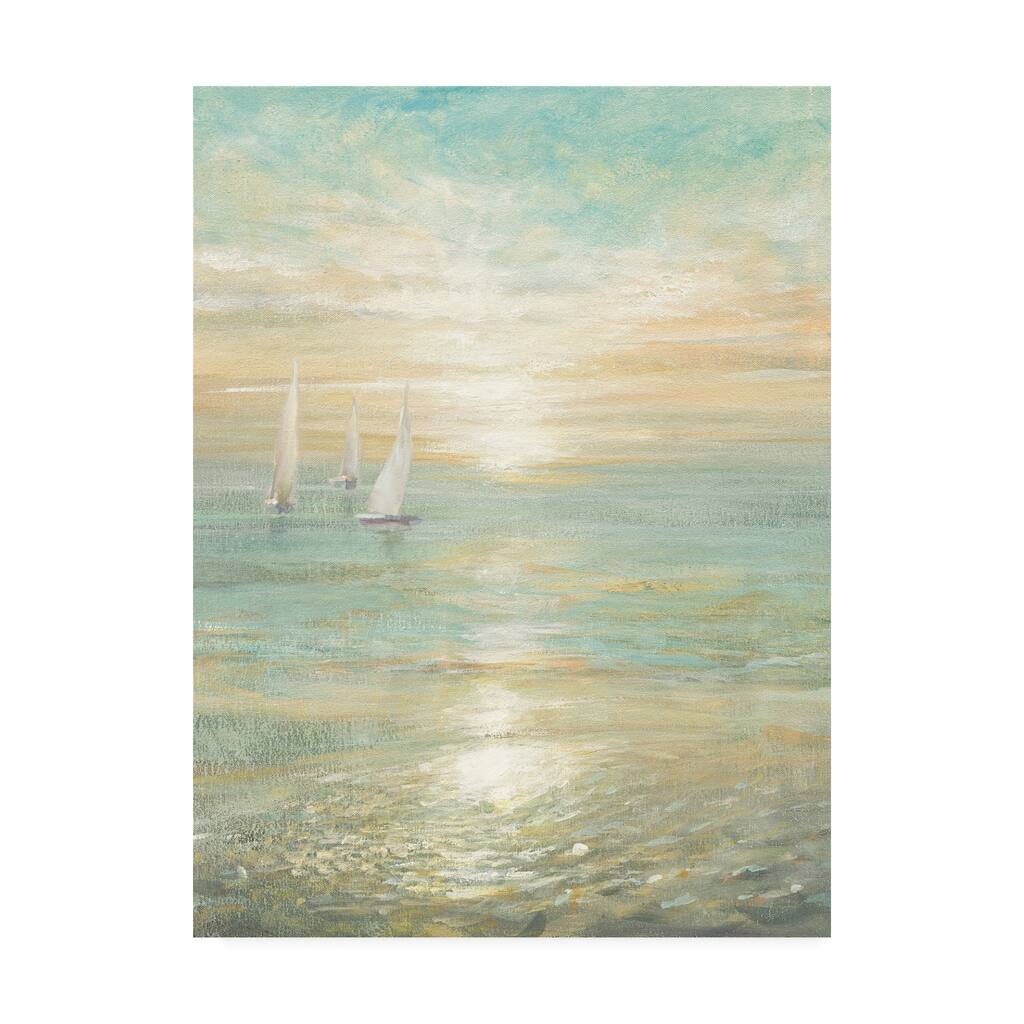 Danhui Nai 'Sunrise Sailboats I' Canvas Art