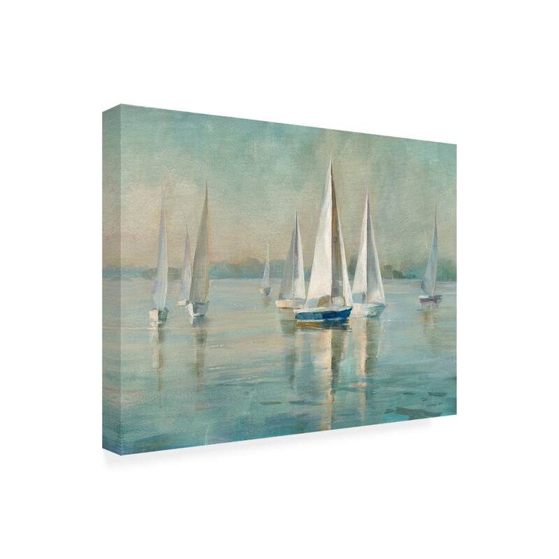 Danhui Nai 'Sailboats At Sunrise' Canvas Art