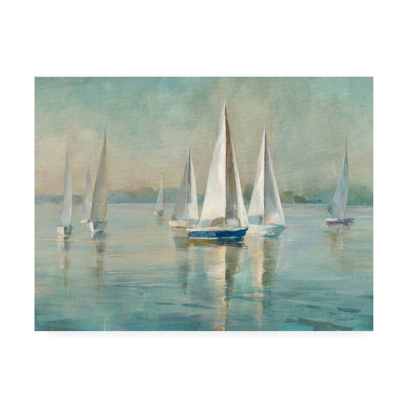 Danhui Nai 'Sailboats At Sunrise' Canvas Art