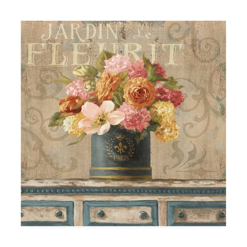 Danhui Nai 'Tulips In Teal And Gold Hatbox' Canva