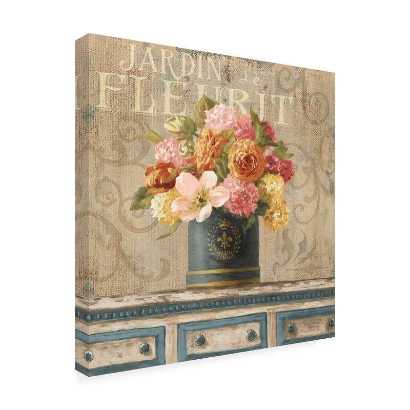 Danhui Nai 'Tulips In Teal And Gold Hatbox' Canva