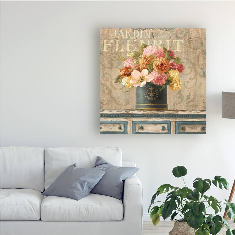 Danhui Nai 'Tulips In Teal And Gold Hatbox' Canva