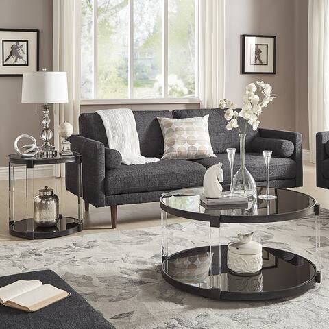 Copper Grove Viitasaari Glass-top Round Black Acrylic Cocktail Table or Table Set