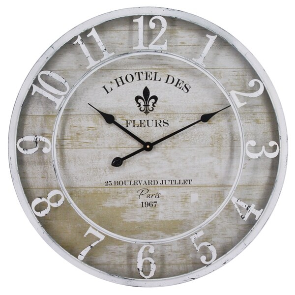 Yosemite Home Decor L'Hotel Des Fleurs White Wall Clock