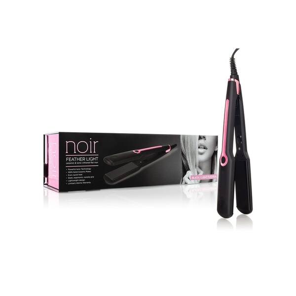 Shop Noir Flat Iron Hair Straightener Dual Voltage Feather Light Ceramic Ionic 1 25 Infrared Hair Straightening Iron Black Fuchsia Overstock 26283720