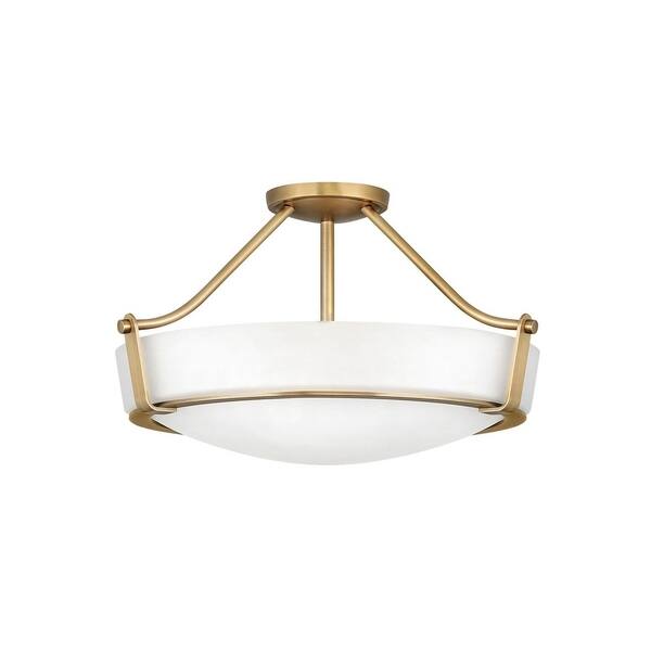 slide 1 of 1, Hinkley Hathaway 4-Light Semi-Flush Mount in Heritage Brass