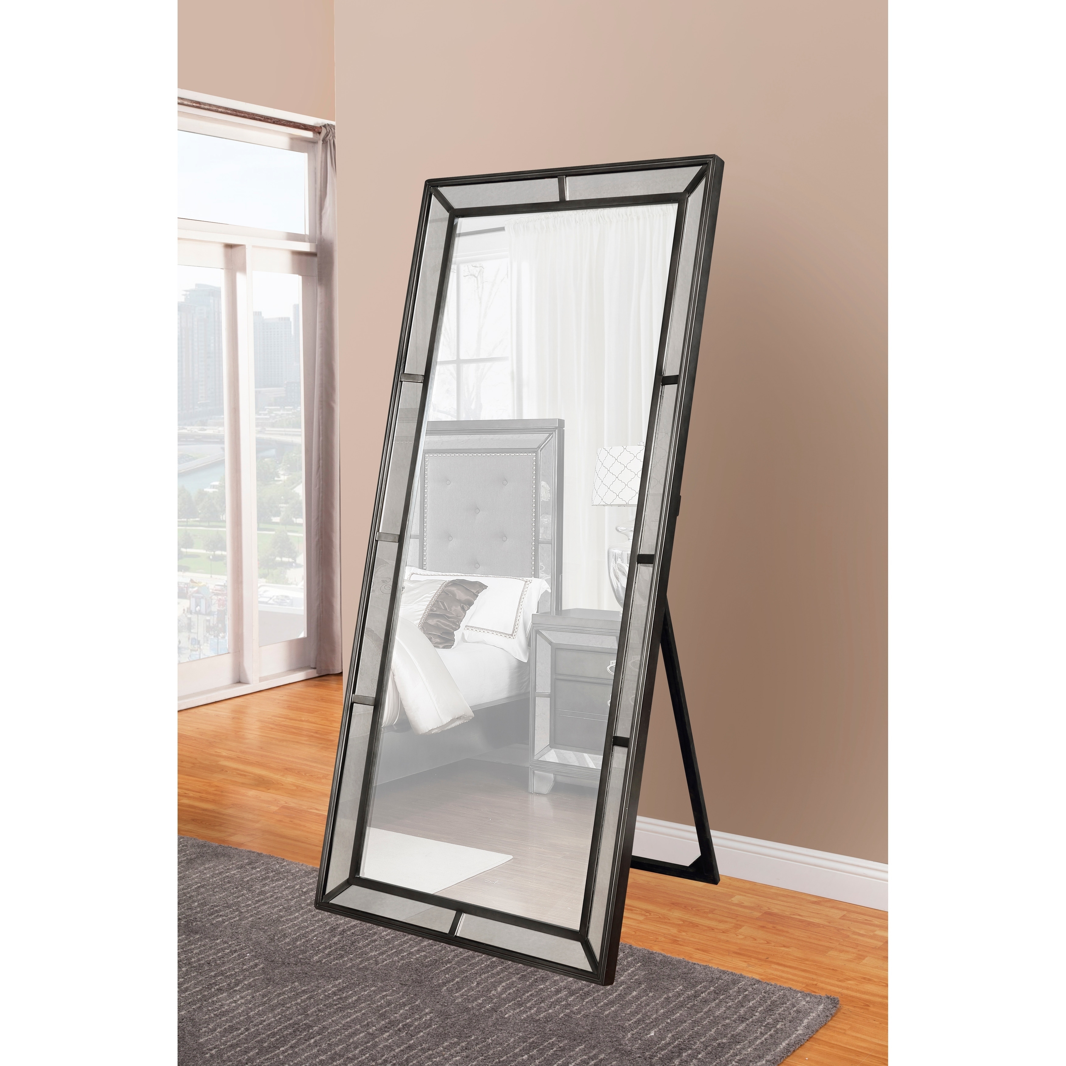 Best Quality Furniture Victoria Floor Mirror Gun Metal Victoria Floor Mirror