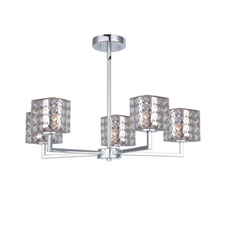 Woodbridge Lighting 21015CHR Elise 5-light Chandelier (mercury crystal square) - Chandeliers For Bedrooms by Overstock.com