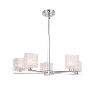 Woodbridge Lighting 17315 Claudia 5-light Chandelier (frosted crispy square) - Chandeliers For Bedrooms by Overstock.com