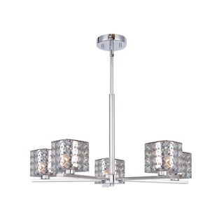 Woodbridge Lighting 17315 Claudia 5-light Chandelier (mercury crystal square) - Chandeliers For Bedrooms by Overstock.com