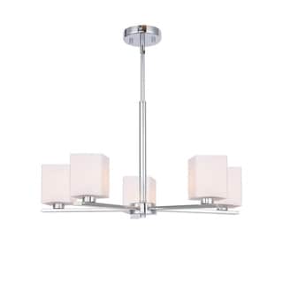 Woodbridge Lighting 17315 Claudia 5-light Chandelier (opal square glass) - Chandeliers For Bedrooms by Overstock.com