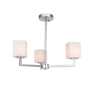 Woodbridge Lighting 18613 Candice 3-light Chandelier (opal square glass) - Chandeliers For Bedrooms by Overstock.com