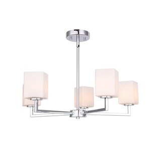 Woodbridge Lighting 18615 Candice 5-light Chandelier (opal square glass) - Chandeliers For Bedrooms by Overstock.com