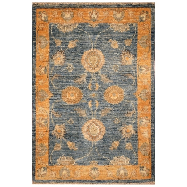 Handmade Vegetable Dye Oushak Wool Rug (Afghanistan) - 2' x 3'