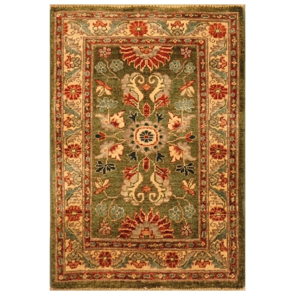 Handmade Vegetable Dye Oushak Wool Rug (Afghanistan) - 2' x 3'