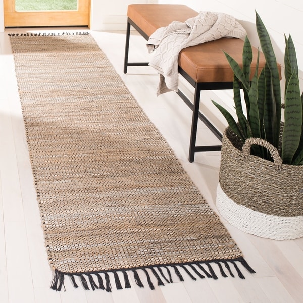 Safavieh Hand-Woven Vintage Leather Modern & Contemporary - Beige Leather Rug - 2'3" x 9' Runner