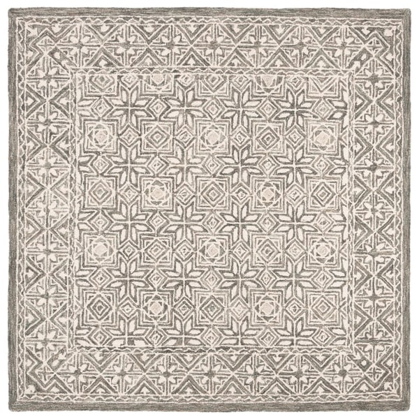 Safavieh Hand-Tufted Micro-Loop Transitional - Blue/Ivory Wool Rug - 5' x 5' Square
