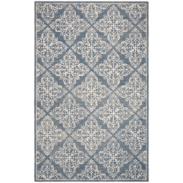 Safavieh Hand-Tufted Micro-Loop Transitional - Blue/Ivory Wool Rug - 5' x 5' Square