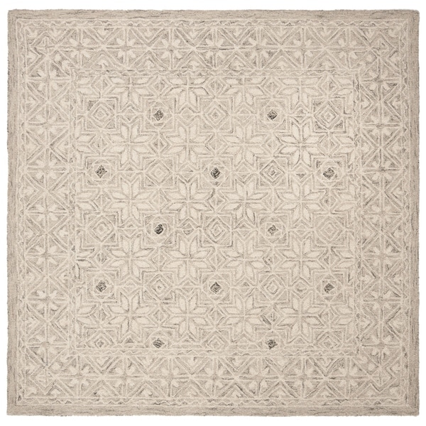 Safavieh Hand-Tufted Micro-Loop Transitional - Silver/Ivory Wool Rug - 5' x 5' Square