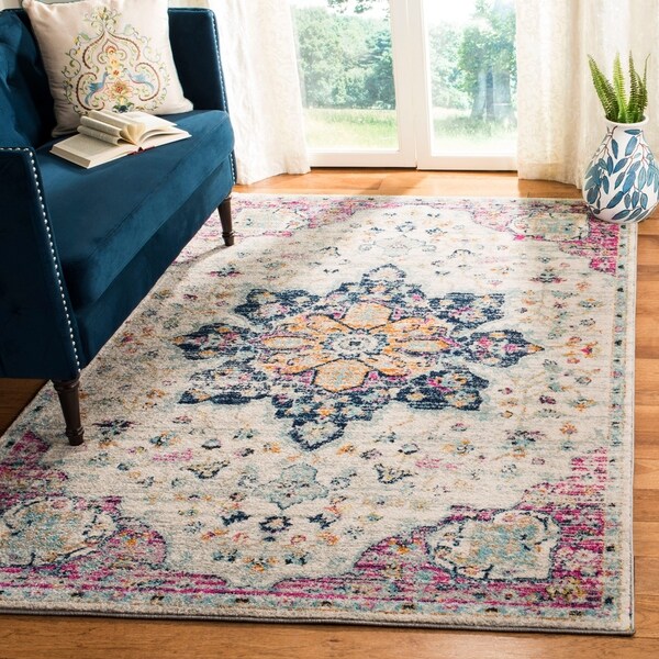 Safavieh Madison Vintage Medallion Ivory / Fuchsia Rug - 6' x 9'