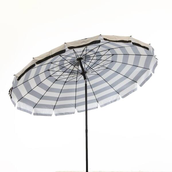 Shop Black Friday Deals On 8 Ft Black And White Stripe Deluxe Beach Patio Umbrella Overstock 26289988