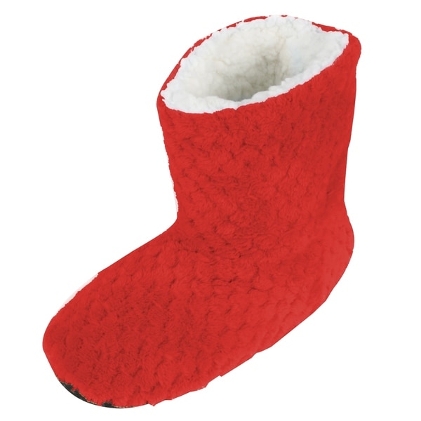 Sherpa Lined Slippers, Textured Red 