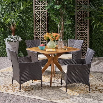 Montserrat Outdoor 5 Piece Wood and Wicker Dining Set by Christopher Knight Home