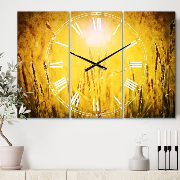 Shop Designart Yellow Grass Flower At Sunset Cottage 3 Panels