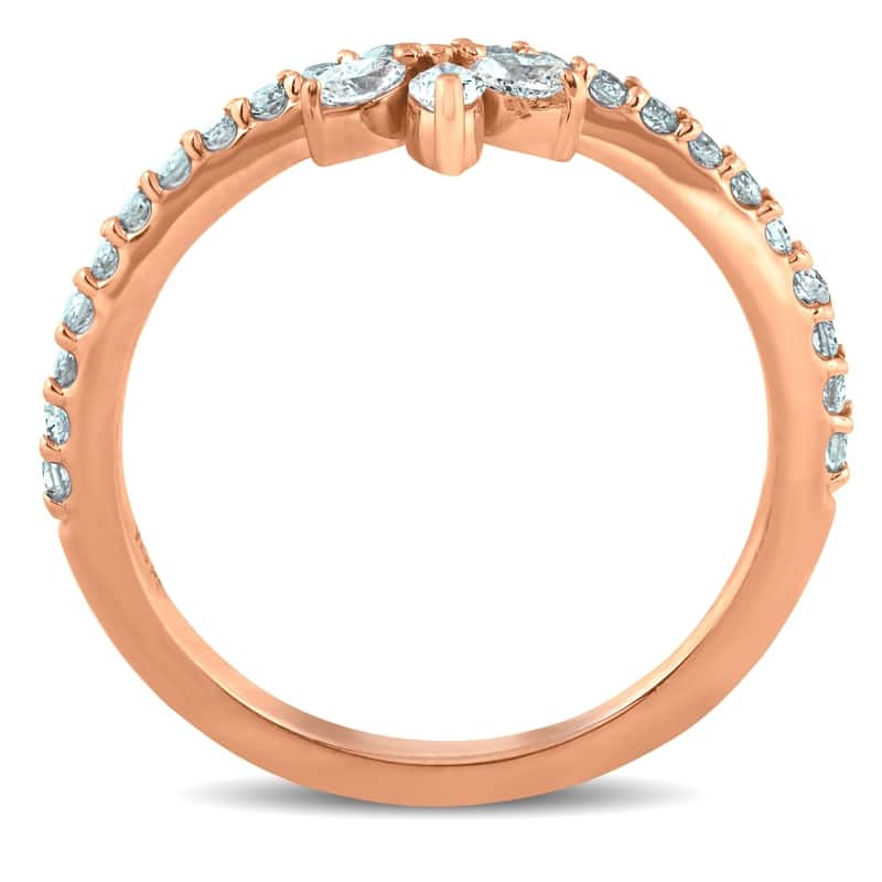 Pompeii3 14k Rose Gold 3/8 Ct T DW Marquise Diamond Stackable Womens Ring Anniversasry Band