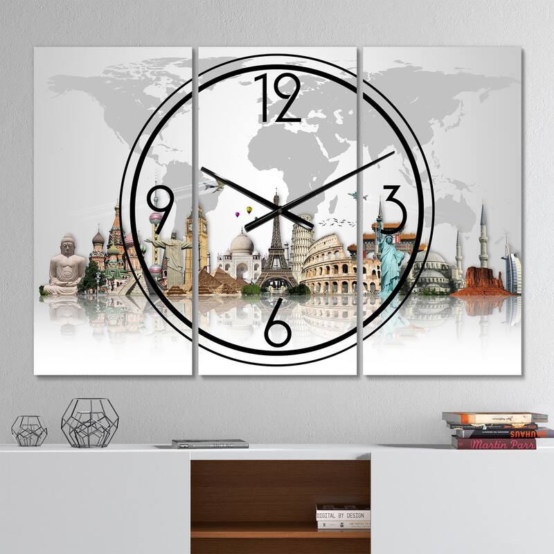 Designart 'Famous Monuments Across World' Modern 3 Panels Oversized