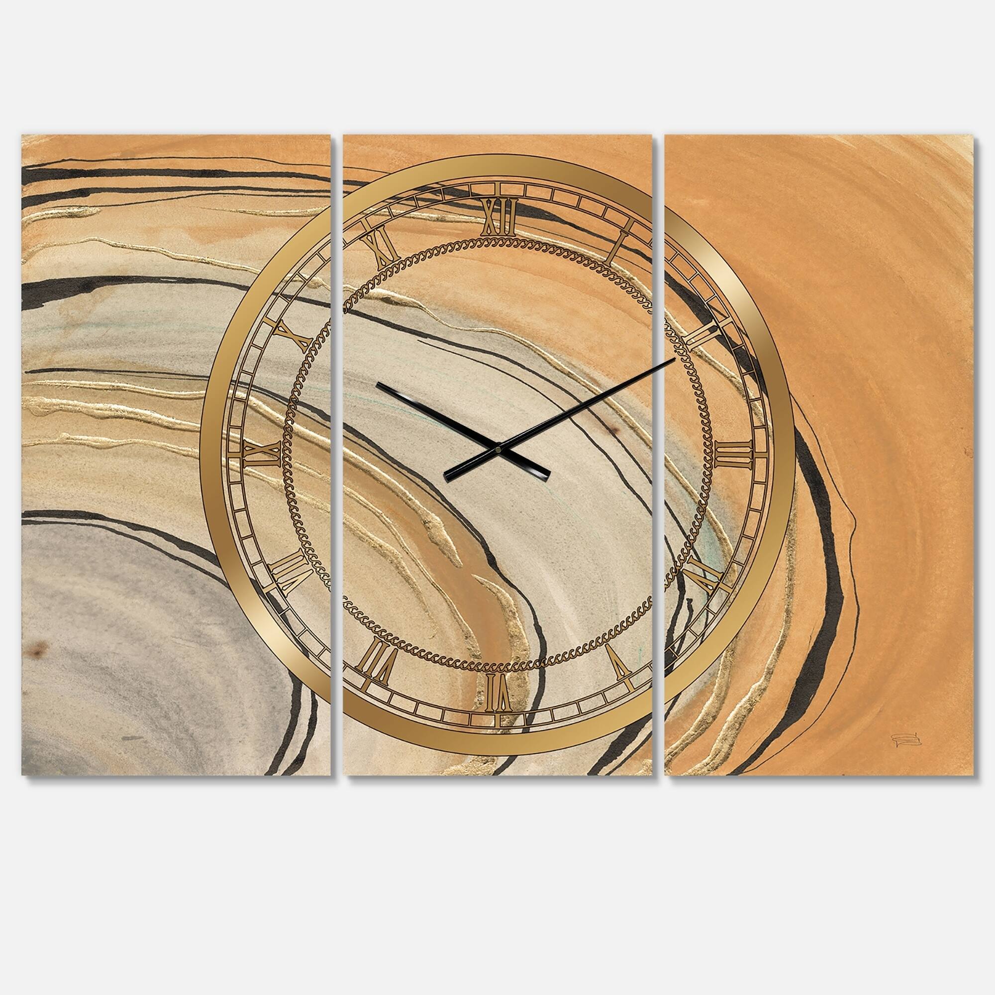 Designart 'Glam Canion II' Glam 3 Panels Oversized Wall CLock 36 in