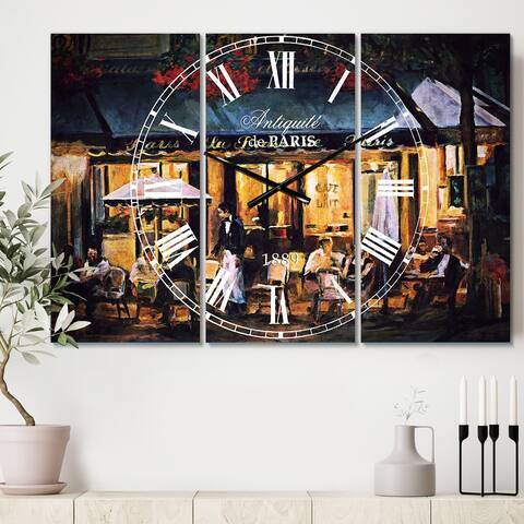Silver Orchid Fonteney 3-Panel Oversized Metal Clock - 36 in. wide x 28 in. high - 3 panels