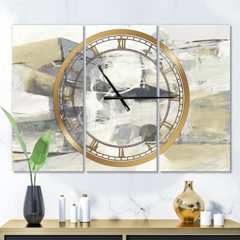 Silver Orchid Fonteney Glam 3-Panel Metal Clock - 36 in. wide x 28 in. high - 3 panels