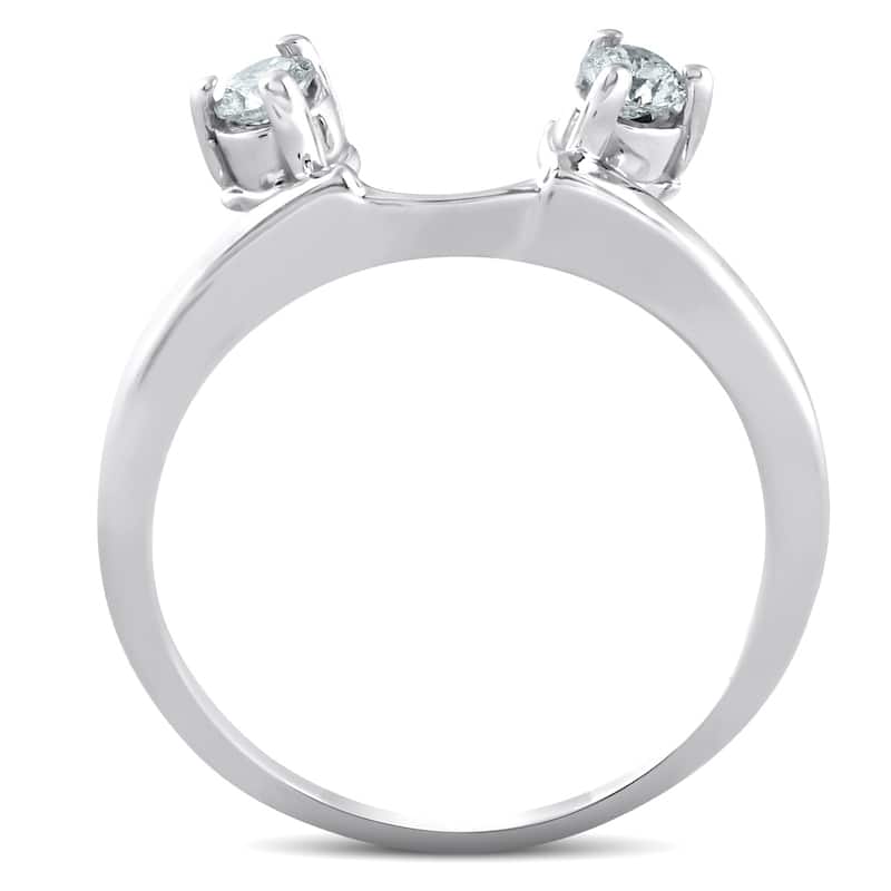 Pompeii3 14k White Gold 1/4 Ct TDW Diamond Engagement Guard Band Insert Wedding Band Enhancer