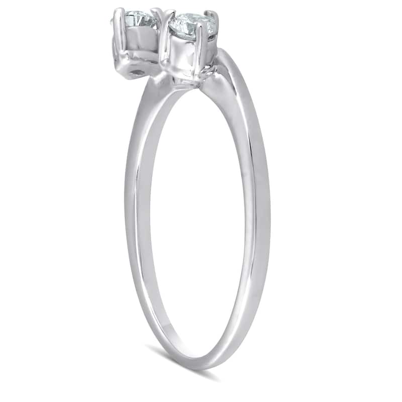 Pompeii3 14k White Gold 1/4 Ct TDW Diamond Engagement Guard Band Insert Wedding Band Enhancer