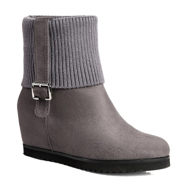 gray leather booties
