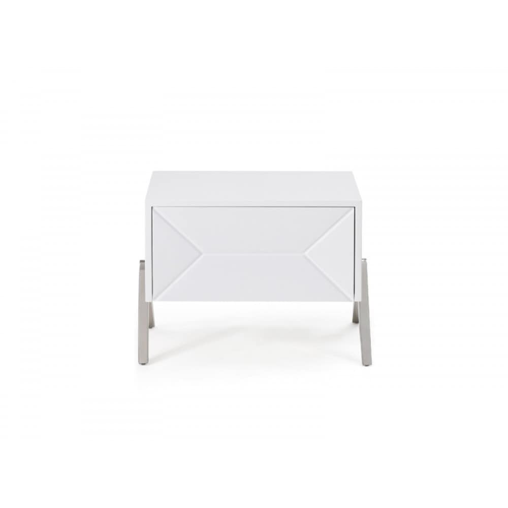 Shop White And Silver Wooden Nightstand With One Drawer On Sale Overstock 26293000