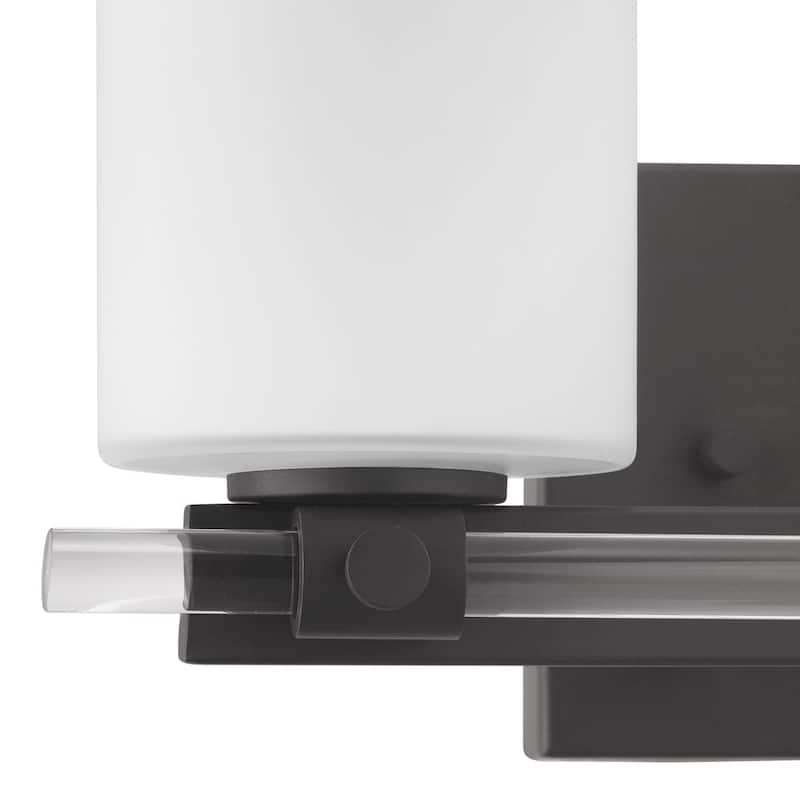 Lisbon Collection 2-Light Matte Black Etched Opal Glass Luxe Bath Vanity Light