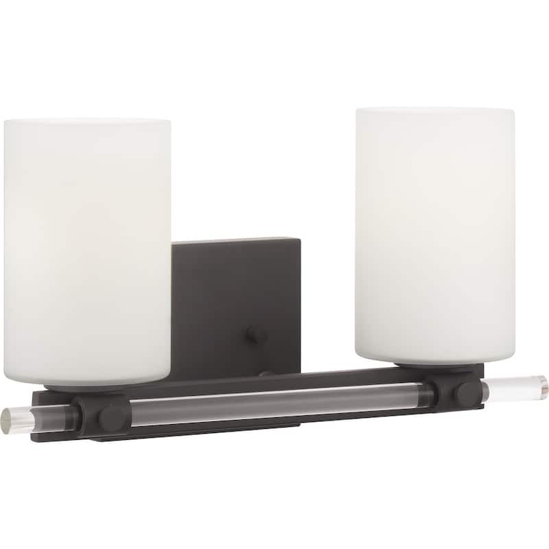 Lisbon Collection 2-Light Matte Black Etched Opal Glass Luxe Bath Vanity Light