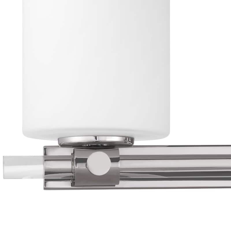 Lisbon Collection 4-Light Polished Nickel Etched Opal Glass Luxe Bath Vanity Light