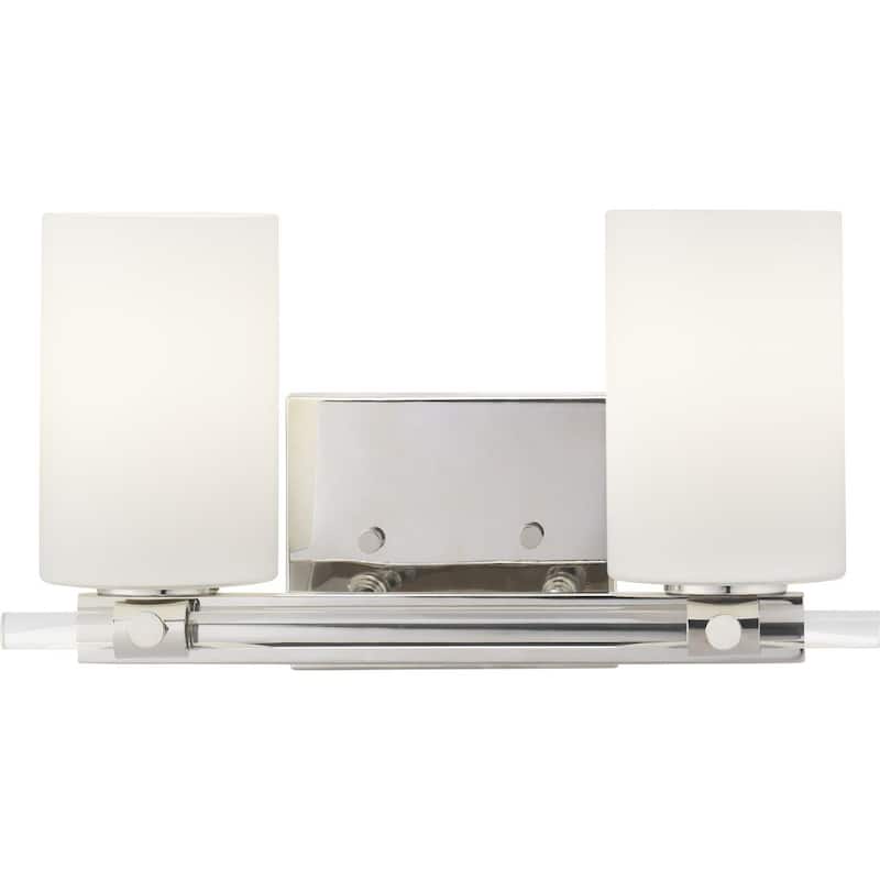 Lisbon Collection 2-Light Polished Nickel Etched Opal Glass Luxe Bath Vanity Light