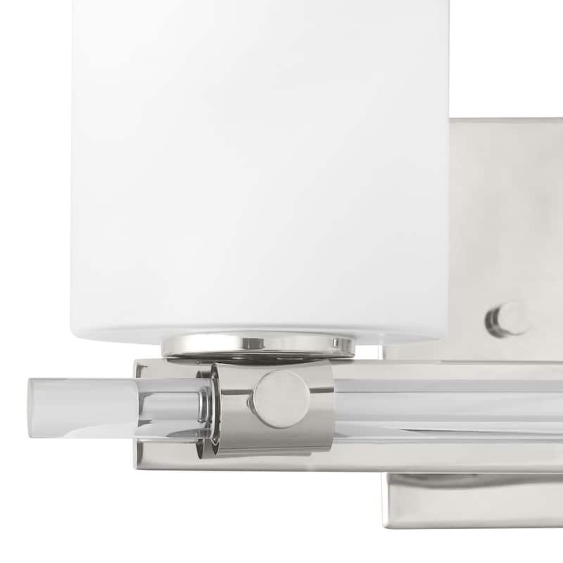 Lisbon Collection 2-Light Polished Nickel Etched Opal Glass Luxe Bath Vanity Light
