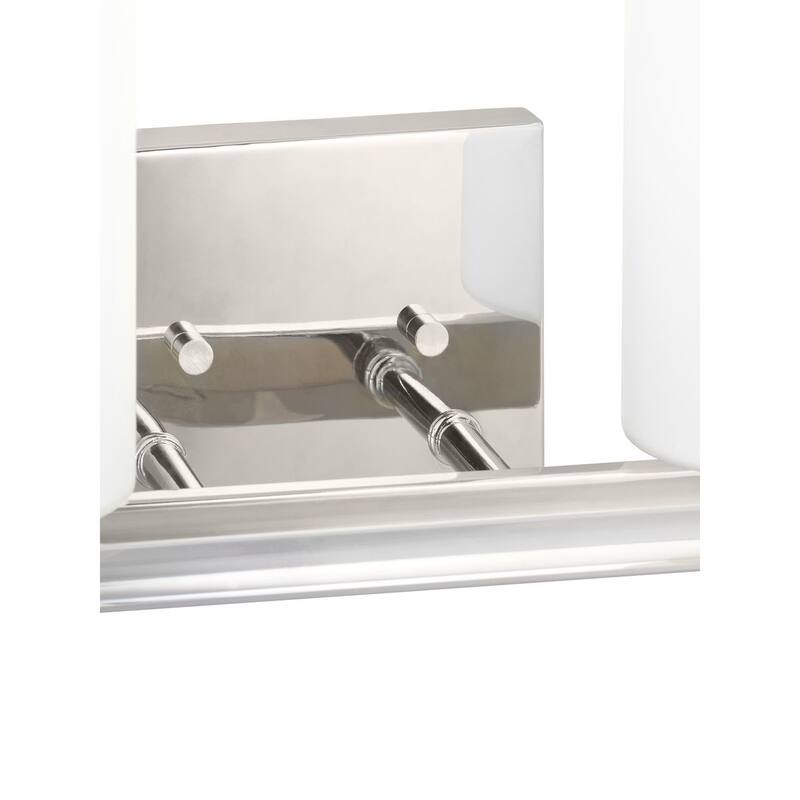 Lisbon Collection 2-Light Polished Nickel Etched Opal Glass Luxe Bath Vanity Light