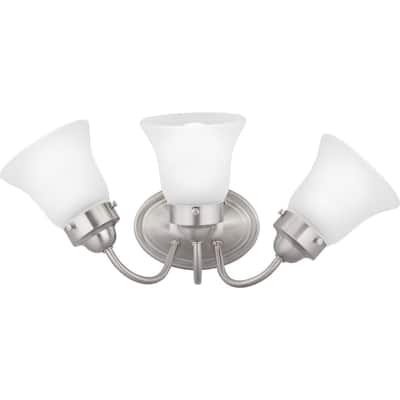 Fluted Glass Collection 3-Light Brushed Nickel Etched Glass Traditional Bath Vanity Light