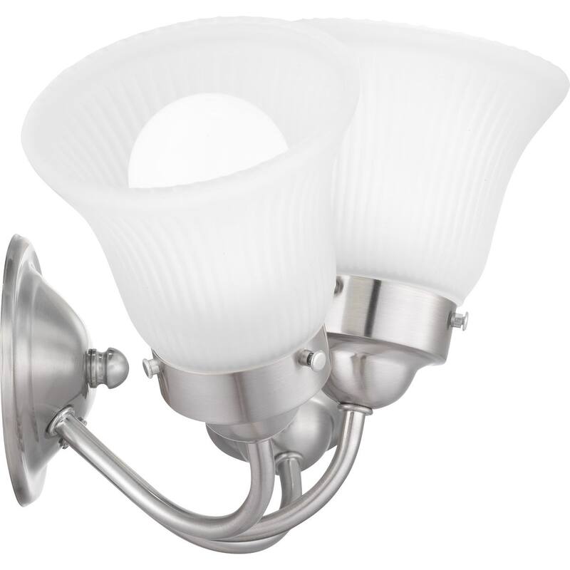 Fluted Glass Collection 3-Light Brushed Nickel Etched Glass Traditional Bath Vanity Light