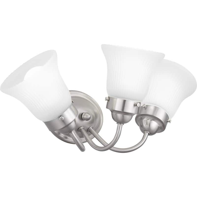 Fluted Glass Collection 3-Light Brushed Nickel Etched Glass Traditional Bath Vanity Light